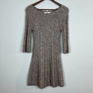 Between Me & You Sweater Dress Small‎ A-Line Open Knit 3/4 Sleeve Wool Alpaca S